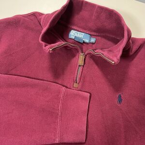 Polo Ralph Lauren Mens Burgundy Quarter Zip Pullover Sweatshirt Size XL Cotton